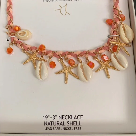 House of Harlow 1960 Shell Starfish Orange Gems Pink
Braided Charm Necklace NWT - Picture 4 of 4